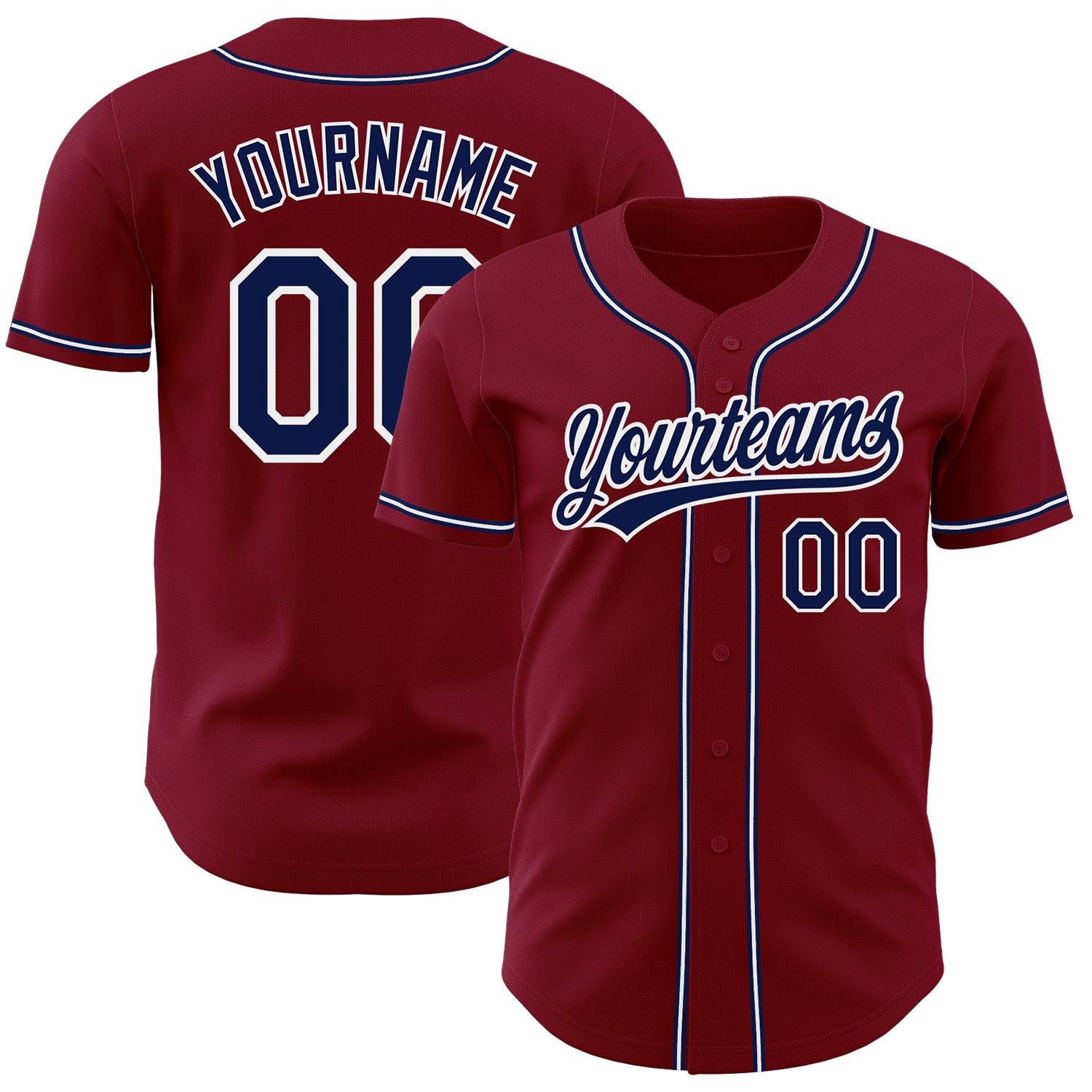 Custom Crimson Navy-White Authentic Baseball Jersey Custom Baseball Jersey - Authentic Crimson Navy White Design Custom Crimson Navy-White Authentic Baseball Jersey
