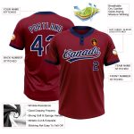 Custom Crimson Navy White Softball Jersey Unisex Two-Button Design Custom Crimson Navy-White Two-Button Unisex Softball Jersey