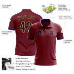 Custom Performance Golf Polo Shirt - Crimson with Navy and Yellow Colors Custom Crimson Navy-Yellow Performance Golf Polo