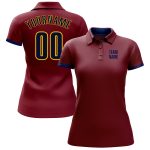 Custom Performance Golf Polo Shirt - Crimson with Navy and Yellow Colors Custom Crimson Navy-Yellow Performance Golf Polo