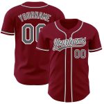 Crimson Custom Authentic Baseball Jersey in Steel Gray and White Custom Crimson Steel Gray-White Authentic Baseball Jersey