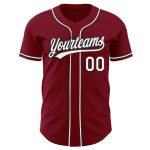 Custom Crimson Baseball Jersey - Authentic White and Black Team Gear Custom Crimson White-Black Authentic Baseball Jersey