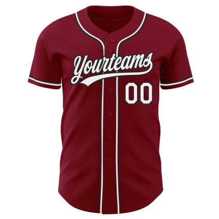 Custom Crimson Baseball Jersey - Authentic White and Black Team Gear Custom Crimson White-Black Authentic Baseball Jersey