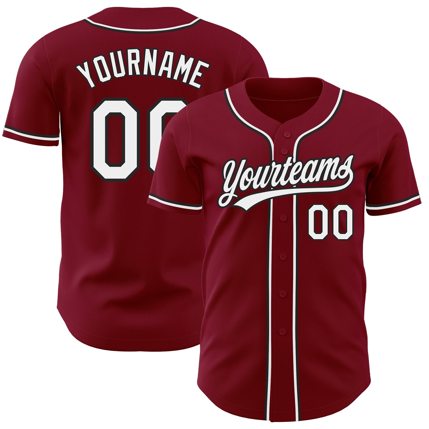 Custom Crimson Baseball Jersey - Authentic White and Black Team Gear Custom Crimson White-Black Authentic Baseball Jersey