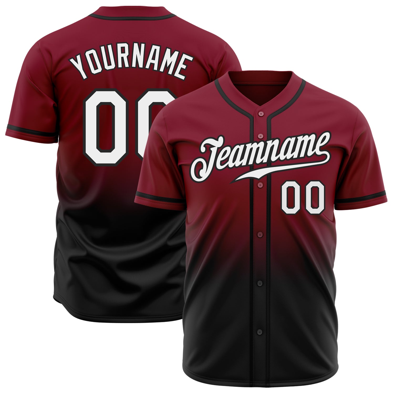 Custom Crimson Black Fade Baseball Jersey - Authentic Fashion Style Custom Crimson White-Black Authentic Fade Fashion Baseball