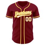Custom Authentic Baseball Jersey in Crimson White and Gold Colors Custom Crimson White-Gold Authentic Baseball Jersey