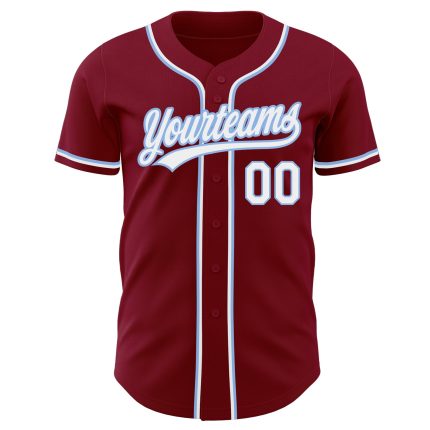 Custom Baseball Jersey - Crimson White Light Blue Authentic Design Custom Crimson White-Light Blue Authentic Baseball Jersey