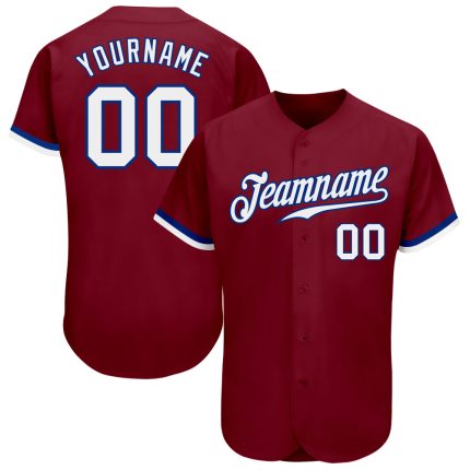 Custom Baseball Jersey - Crimson White-Royal Authentic Style 5530 Custom Crimson White-Royal Authentic Baseball Jersey Style