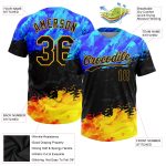 Black Gold-Royal Custom Softball Jersey Unisex Two-Button Design, Soft Fabric Custom Figure Black Gold-Royal Two-Button Unisex