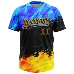 Black Gold-Royal Custom Softball Jersey Unisex Two-Button Design, Soft Fabric Custom Figure Black Gold-Royal Two-Button Unisex