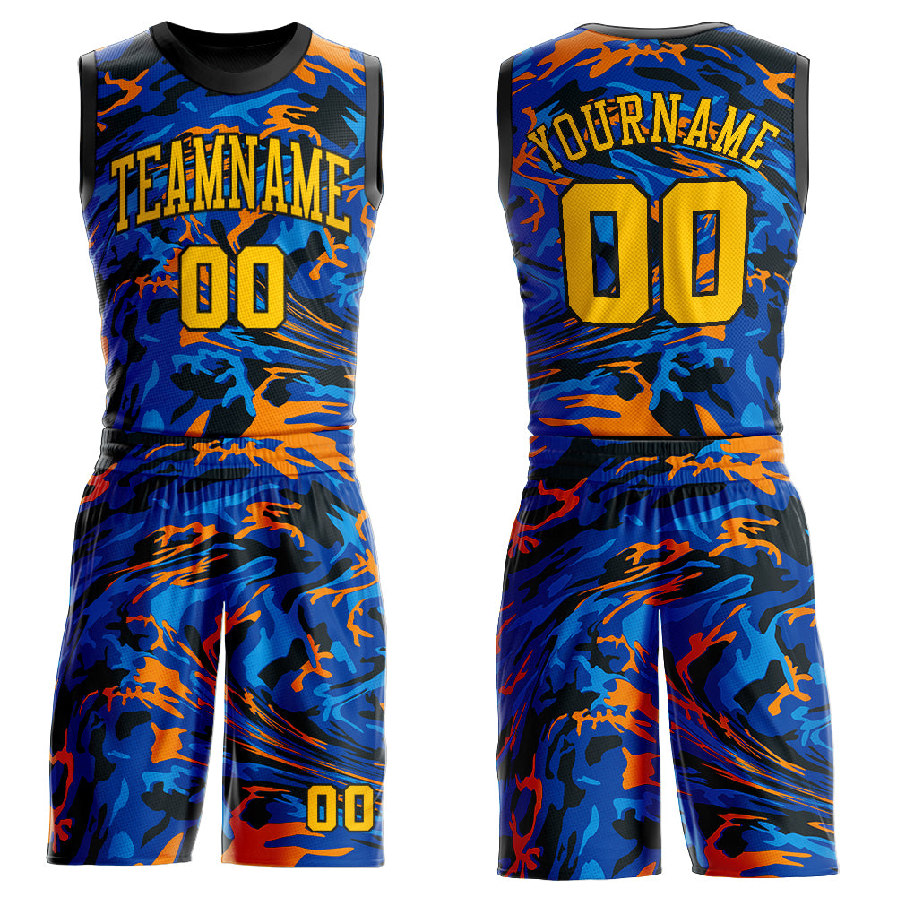 Custom Figure Gold-Royal Round Neck Sublimation Basketball Suit Jersey Gold-Royal Basketball Jersey Custom Figure Round Neck Sublimation Suit Custom Figure Gold-Royal Round Neck Sublimation Basketball