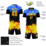 Gold-Royal Custom Soccer Jersey - Sublimation Uniform Figure Design Custom Figure Gold-Royal Sublimation Soccer Uniform Jersey