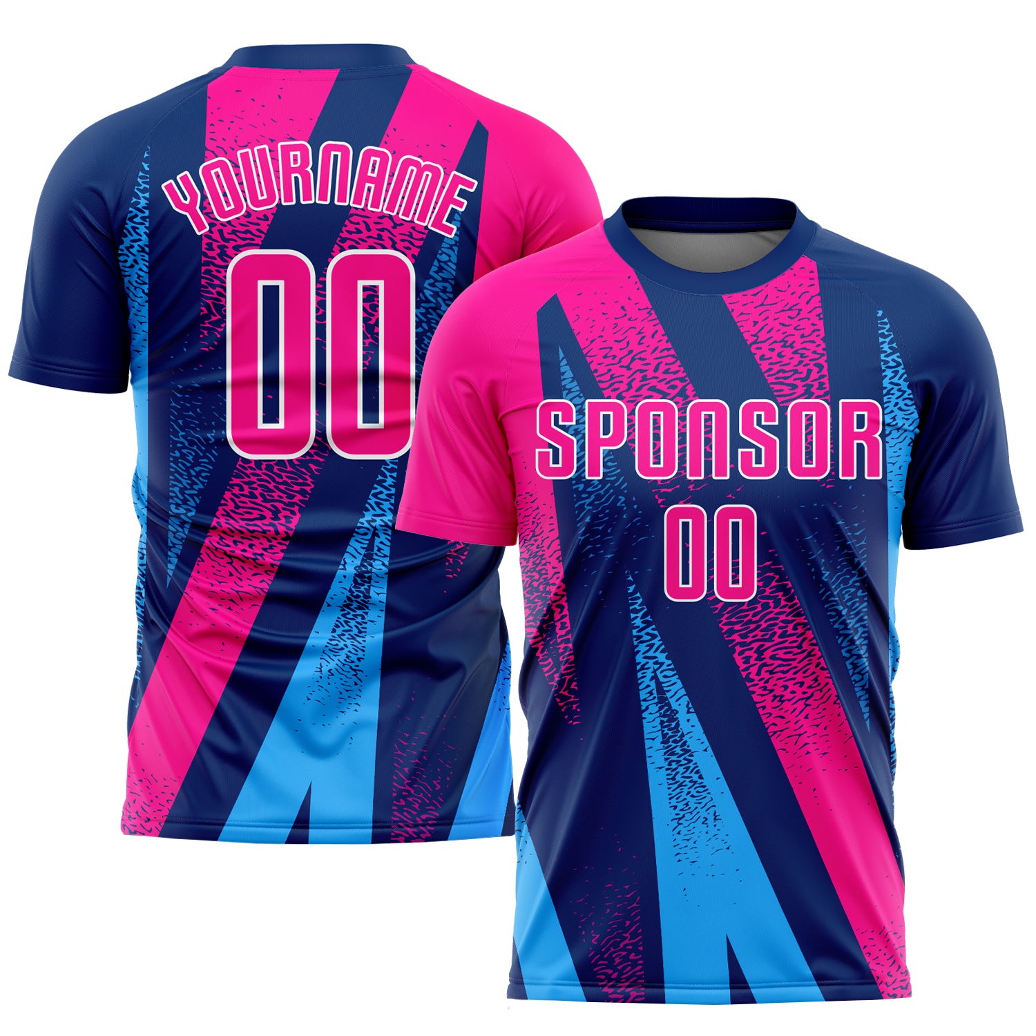 Custom Figure Pink-Royal Sublimation Soccer Uniform Jersey Pink-Royal Sublimation Soccer Uniform Jersey - Custom Figure Sportswear Apparel Custom Figure Pink-Royal Sublimation Soccer