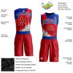 Custom Basketball Jersey Sublimation Suit Red-Royal Round Neck Design Custom Figure Red-Royal Round Neck Sublimation Basketball