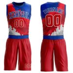 Custom Basketball Jersey Sublimation Suit Red-Royal Round Neck Design Custom Figure Red-Royal Round Neck Sublimation Basketball