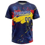 Royal Gold-Red Custom Softball Jersey Unisex Two-Button Design - Soft Fabric Custom Figure Royal Gold-Red Two-Button Unisex