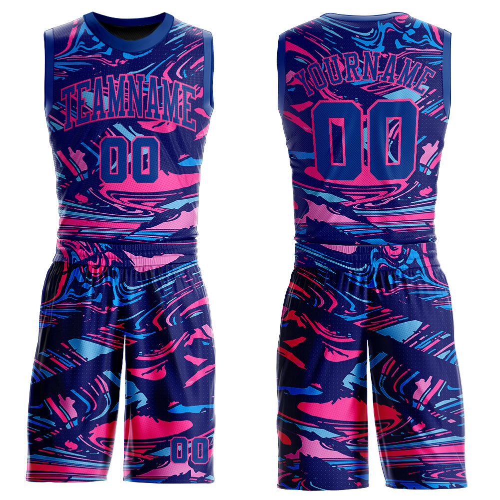 Royal Pink Basketball Jersey Custom Figure Round Neck Sublimation Suit Custom Figure Royal-Pink Round Neck Sublimation Basketball