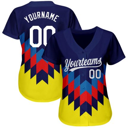 Custom Figure Baseball Jersey - Authentic 3D Pattern Design in White and Gold Custom Figure White-Gold 3D Pattern Design