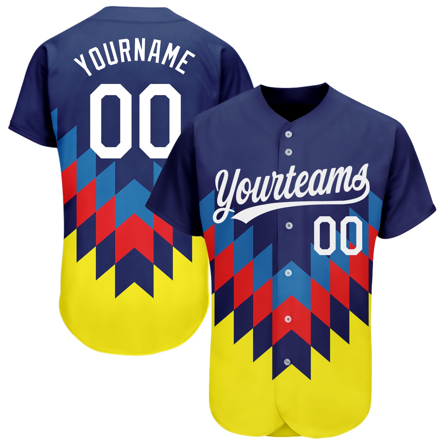 Custom Figure Baseball Jersey - Authentic 3D Pattern Design in White and Gold Custom Figure White-Gold 3D Pattern Design