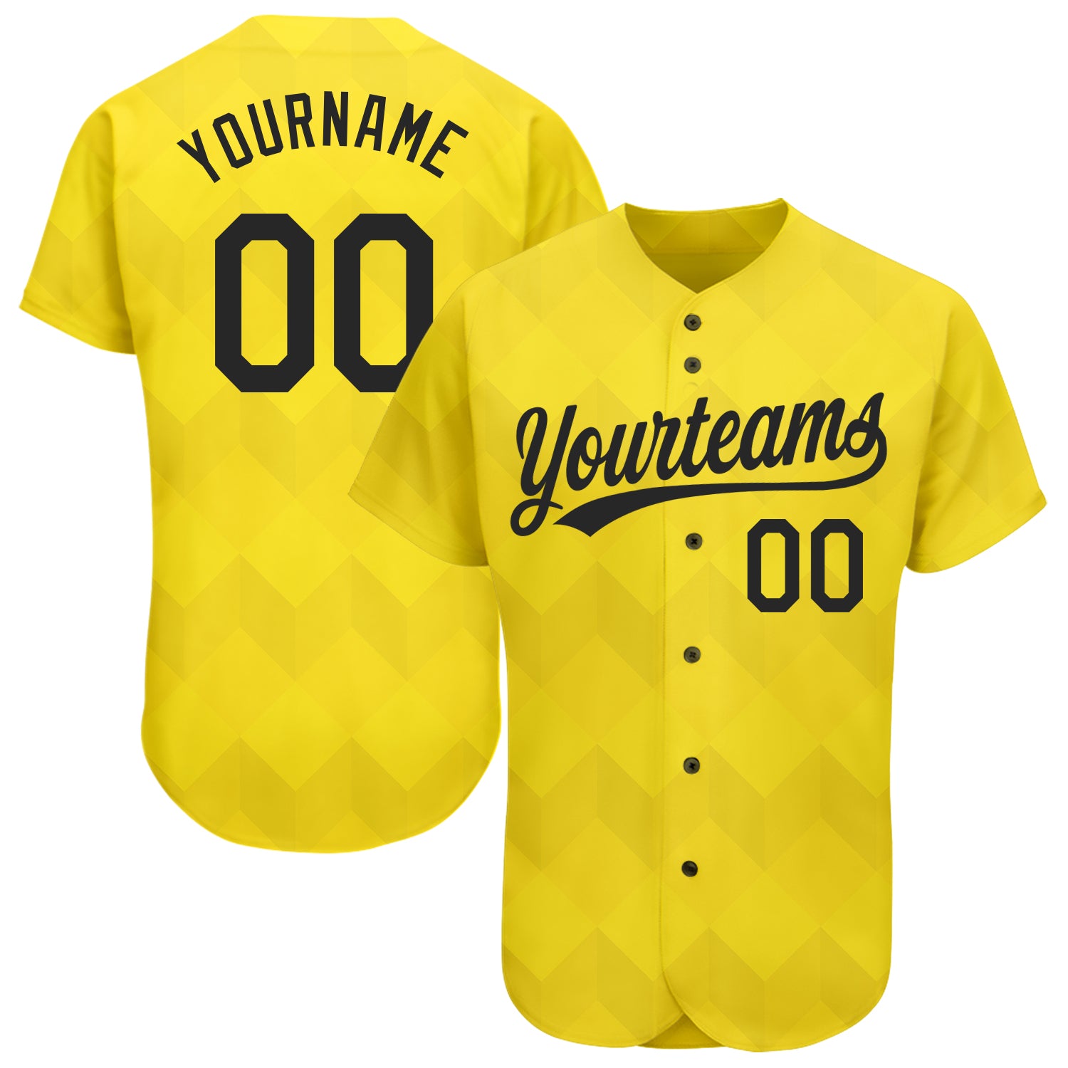 Custom Gold Black 3D Pattern Baseball Jersey - Authentic Style 6926 Custom Gold Black 3D Pattern Design Authentic Baseball