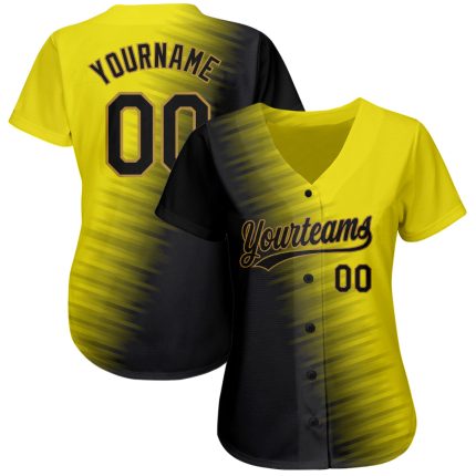 Custom Gold Black 3D Pattern Authentic Baseball Jersey - Old Gold Design Custom Gold Black-Old Gold 3D Pattern Design Authentic