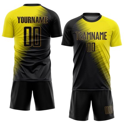 Custom Soccer Jersey - Gold Black Old Gold Sublimation Uniform Custom Gold Black-Old Gold Sublimation Soccer Uniform Jersey