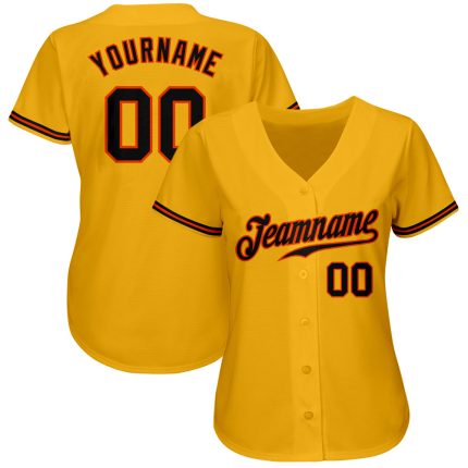 Custom Gold Black Orange Baseball Jersey - Authentic Team Apparel for Ultimate Fan Experience Custom Gold Black-Orange Authentic