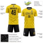Custom Gold and Black Soccer Uniform Jersey, Stylish Sublimation Design, Style 1899 Custom Gold Black Sublimation Soccer