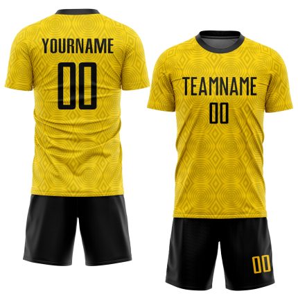 Custom Gold and Black Soccer Uniform Jersey, Stylish Sublimation Design, Style 1899 Custom Gold Black Sublimation Soccer