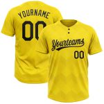 Personalized Gold and Black Unisex Softball Jersey - Custom Two-Button Design Custom Gold Black Two-Button Unisex Softball