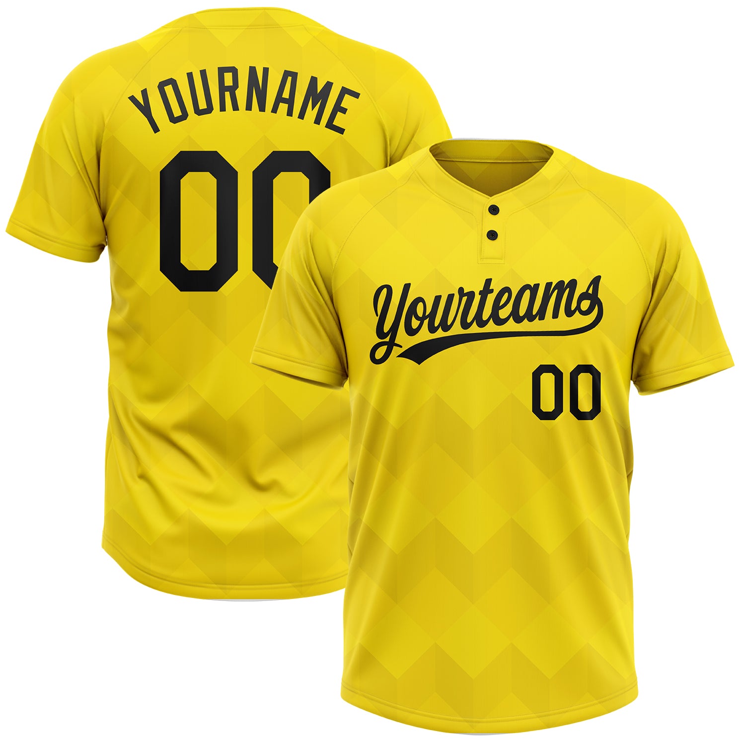 Personalized Gold and Black Unisex Softball Jersey - Custom Two-Button Design Custom Gold Black Two-Button Unisex Softball
