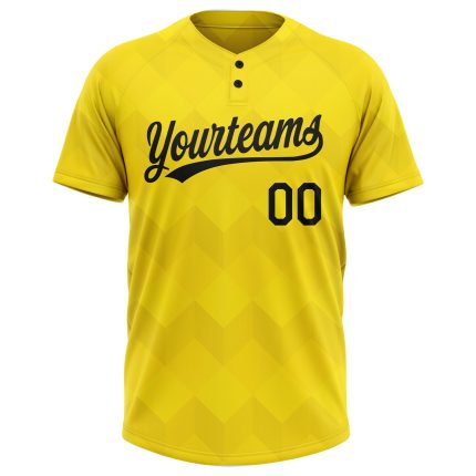 Personalized Gold and Black Unisex Softball Jersey - Custom Two-Button Design Custom Gold Black Two-Button Unisex Softball