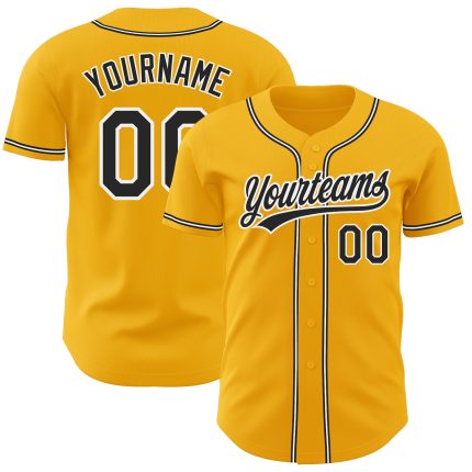 Custom gold, black and white baseball jersey