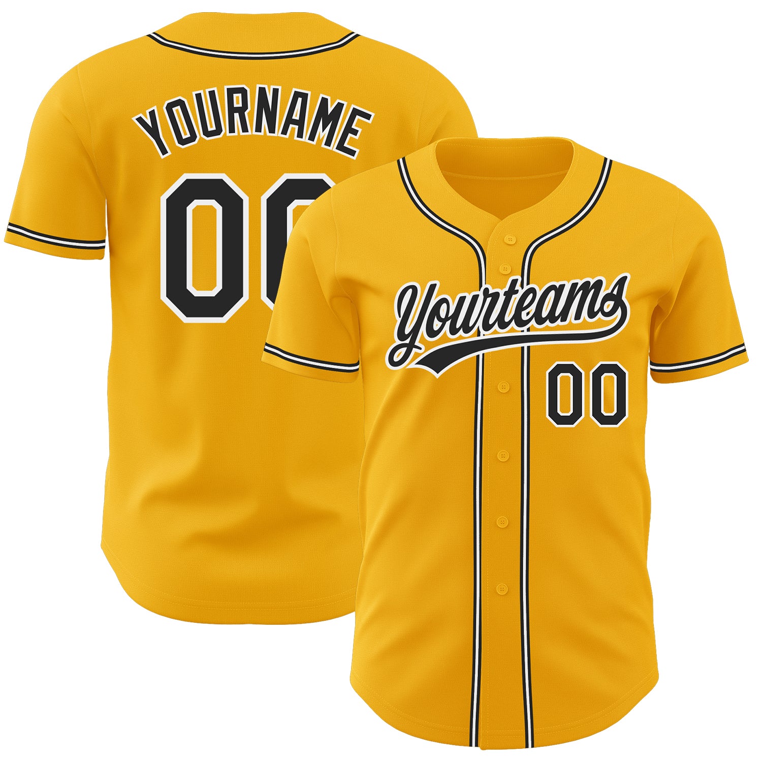 Custom gold, black and white baseball jersey