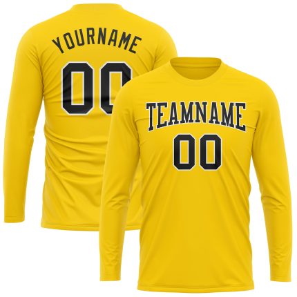 Custom Gold Black White Long Sleeve Performance Tee for Men and Women Custom Gold Black-White Long Sleeve Performance T-Shirt
