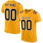 Custom Gold Black White Authentic Mesh Football Jersey Custom Gold Black-White Mesh Authentic Football Jersey