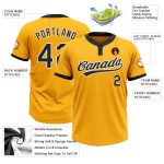 Custom Gold Black White Unisex Softball Jersey - Stylish Two-Button 9739 Design Custom Gold Black-White Two-Button Unisex