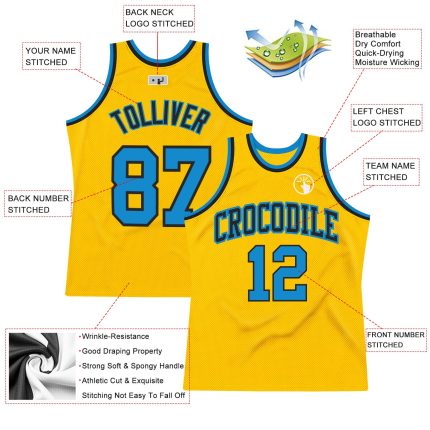 Custom Gold Blue-Black Basketball Jersey - Authentic Throwback Design Custom Gold Blue-Black Authentic Throwback Basketball