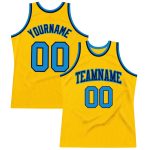 Custom Gold Navy Blue Authentic Basketball Jersey - Throwback Style Custom Gold Blue-Navy Authentic Throwback Basketball