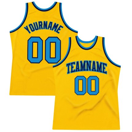 Custom Gold Navy Blue Authentic Basketball Jersey - Throwback Style Custom Gold Blue-Navy Authentic Throwback Basketball