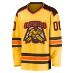 Custom Gold Brown Orange Hockey Jersey for Team or Personal Use Custom Gold Brown-Orange Hockey Jersey