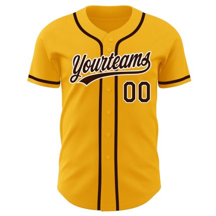 Custom Authentic Baseball Jersey - Gold Brown White Style 7135 Custom Gold Brown-White Authentic Baseball Jersey Style 7135