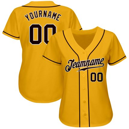 Custom Gold Brown White Baseball Jersey - Authentic Design for Fans Custom Gold Brown-White Authentic Baseball Jersey