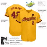 Custom Gold Crimson Black Baseball Jersey - Authentic Fan Apparel Custom Gold Crimson-Black Authentic Baseball Jersey