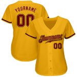 Custom Gold Crimson Black Baseball Jersey - Authentic Fan Apparel Custom Gold Crimson-Black Authentic Baseball Jersey