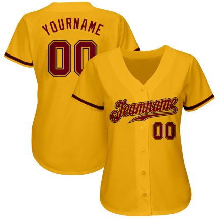 Custom Gold Crimson Black Baseball Jersey - Authentic Fan Apparel Custom Gold Crimson-Black Authentic Baseball Jersey