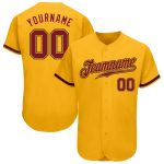 Custom Gold Crimson Black Baseball Jersey - Authentic Fan Apparel Custom Gold Crimson-Black Authentic Baseball Jersey