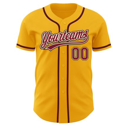 Custom Gold Crimson Cream-Black Baseball Jersey - Authentic Team Apparel Custom Gold Crimson Cream-Black Authentic Baseball