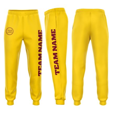 Custom gold and crimson fleece joggers