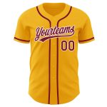Custom Crimson-White Gold Baseball Jersey - Authentic Sports Apparel Custom Gold Crimson-White Authentic Baseball Jersey